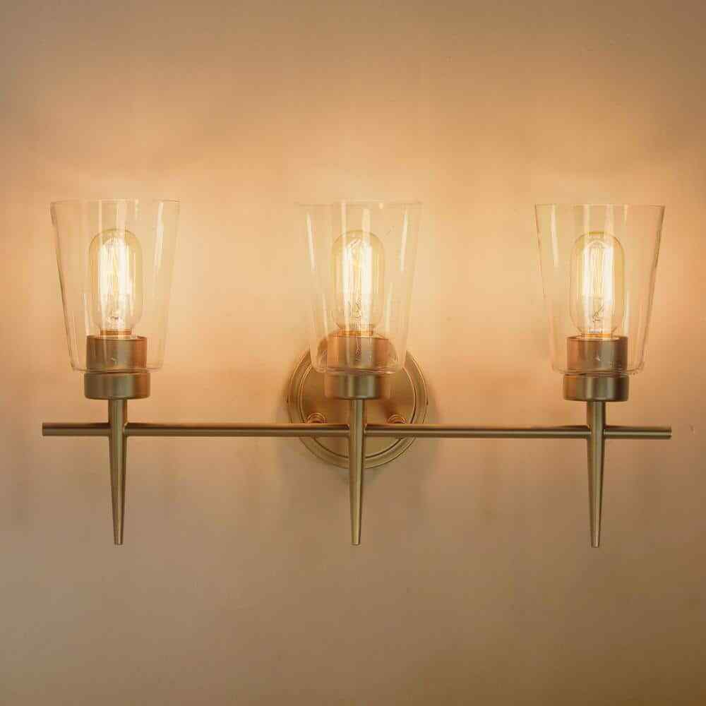 Uolfin Gold Bathroom Vanity Light Dule 3-Light Modern Bell Brass Light Bar