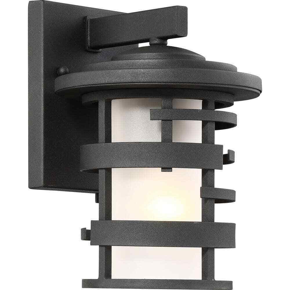 SATCO Lansing Textured Black Outdoor Hardwired Wall Lantern Sconce