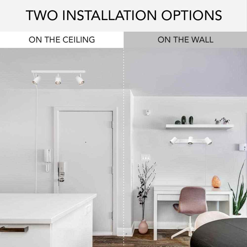 Globe Electric Dale 3-Light Matte White Plug-In Linear Track Lighting Kit