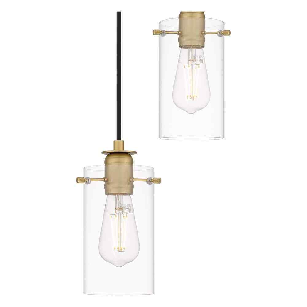 Hampton Bay Regan Brushed Gold Pendant Hanging Light w/ Clear Glass Shades