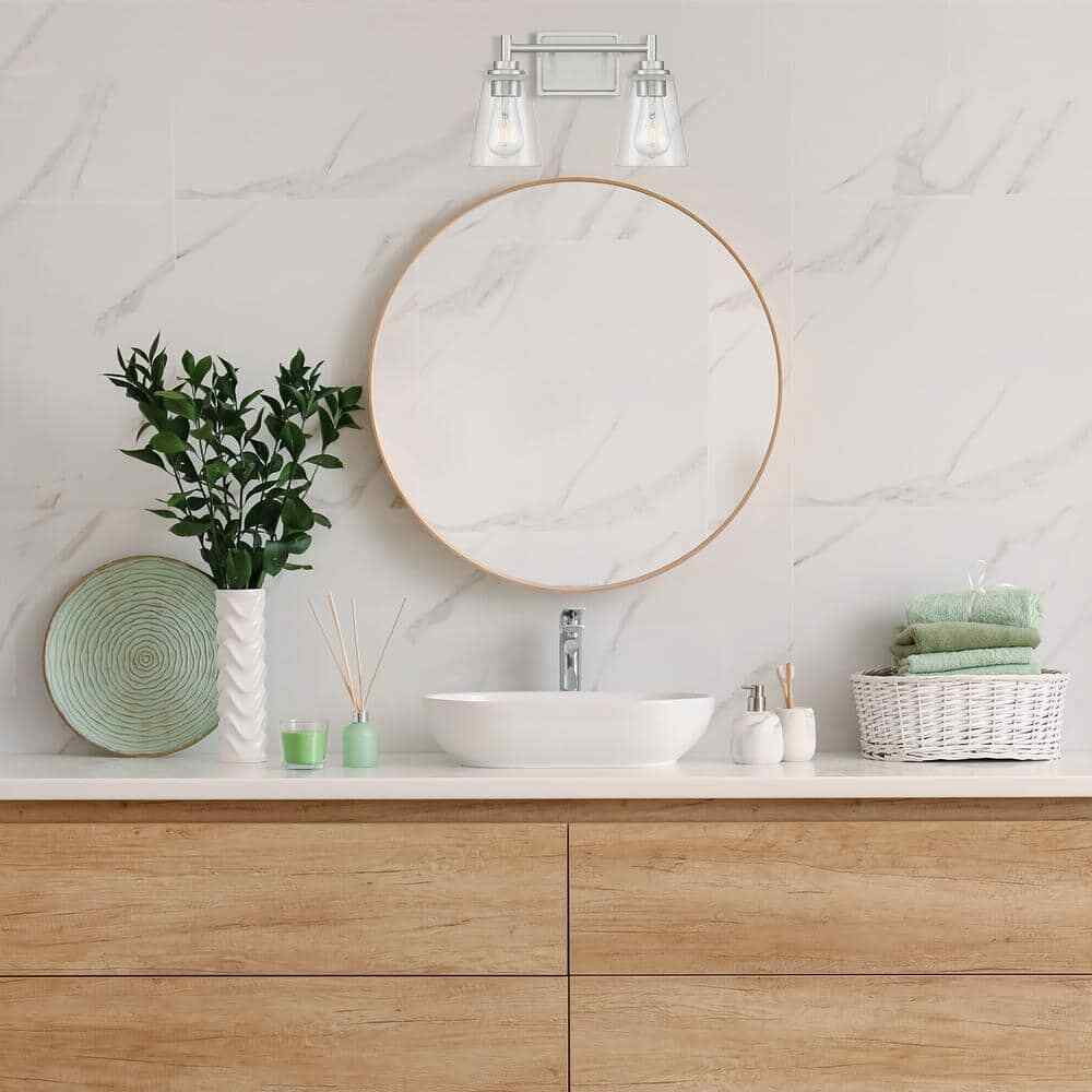 Hampton Bay 15 in. Wakefield Brushed Nickel Bathroom Vanity Light w/ Clear Glass
