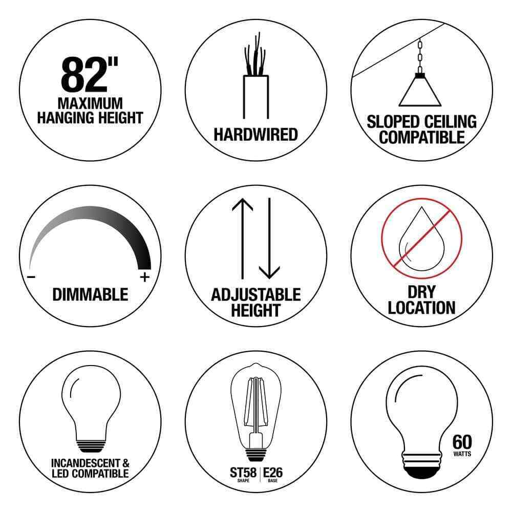 Home Decorators Orbit 1-Light Black Mini Pendant with Black Metal Strap Design