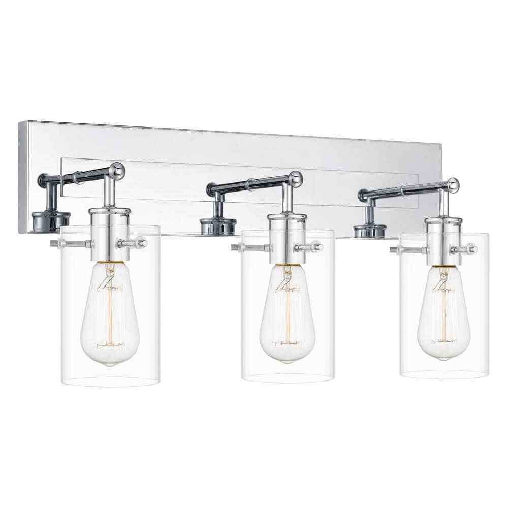 Hampton Bay Regan 21 in. 3-Light Chrome Vanity Light w/ Clear Glass Shades
