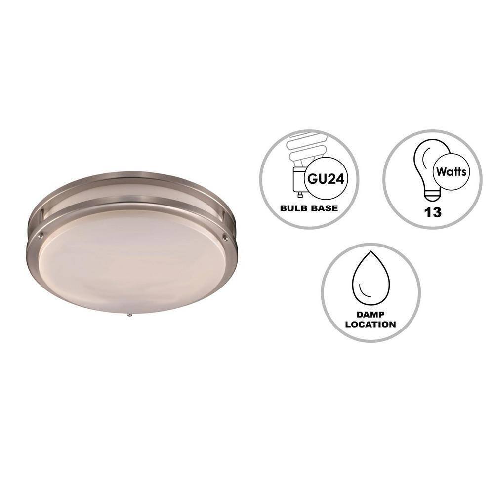 Bel Air Lighting Barnes 14 in. Brushed Nickel Flush Mount Ceiling Light Fixture