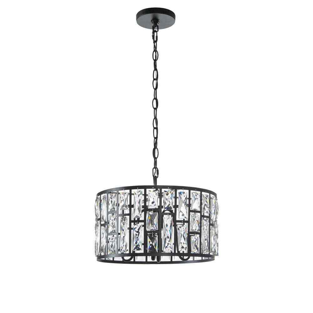 Home Decorators Collection Kristella 4-Light Black Crystal Chandelier 30686-HBB