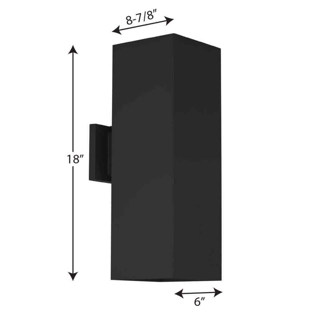 Progress Lighting Square 6 in. Black Modern Outdoor Wall Lantern Up-Down Light