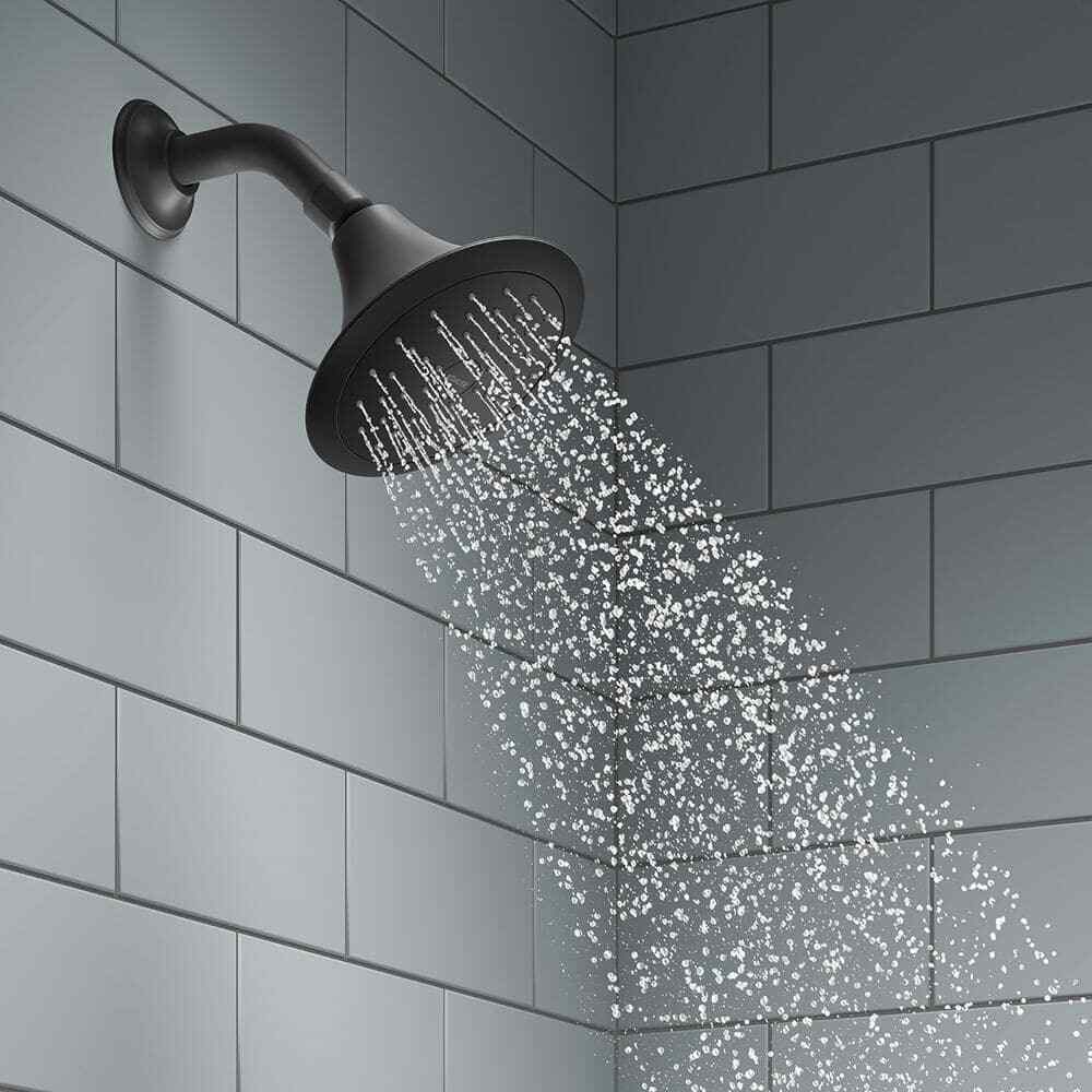 KOHLER Forte 1-Spray Patterns Wall Mount Fixed Shower Head in Matte Black