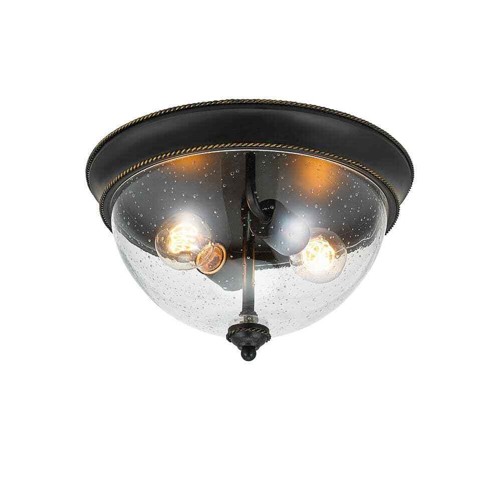 Hampton Bay 2-Light 13 in. Bronze Flush Mount Ceiling Light