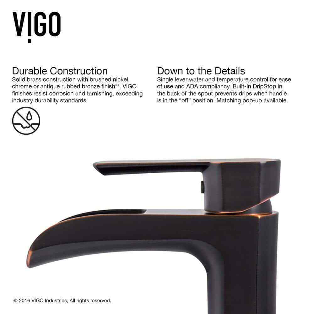 VIGO Niko Single Bathroom Vessel Faucet Set w/ Pop-Up Drain Set