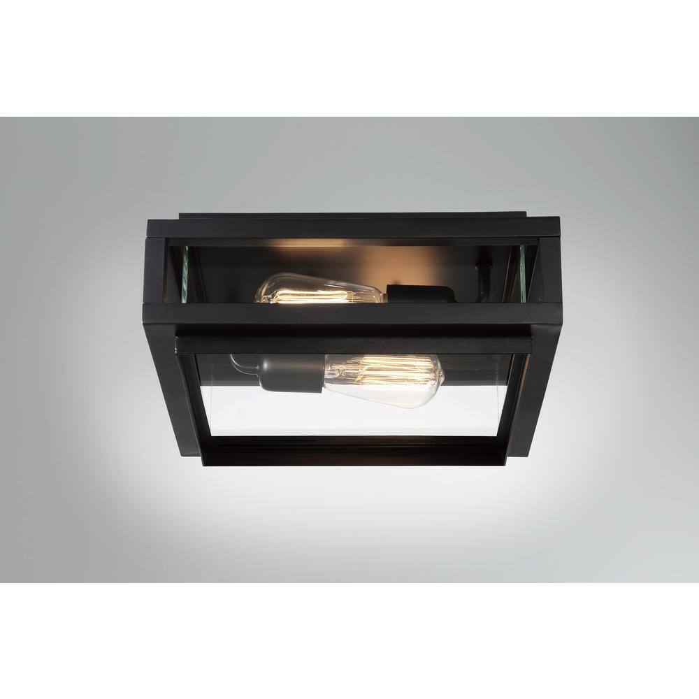 GLUCKSTEINELEMENTS Rockwell 12 in. 2-Light Black Flush Mount