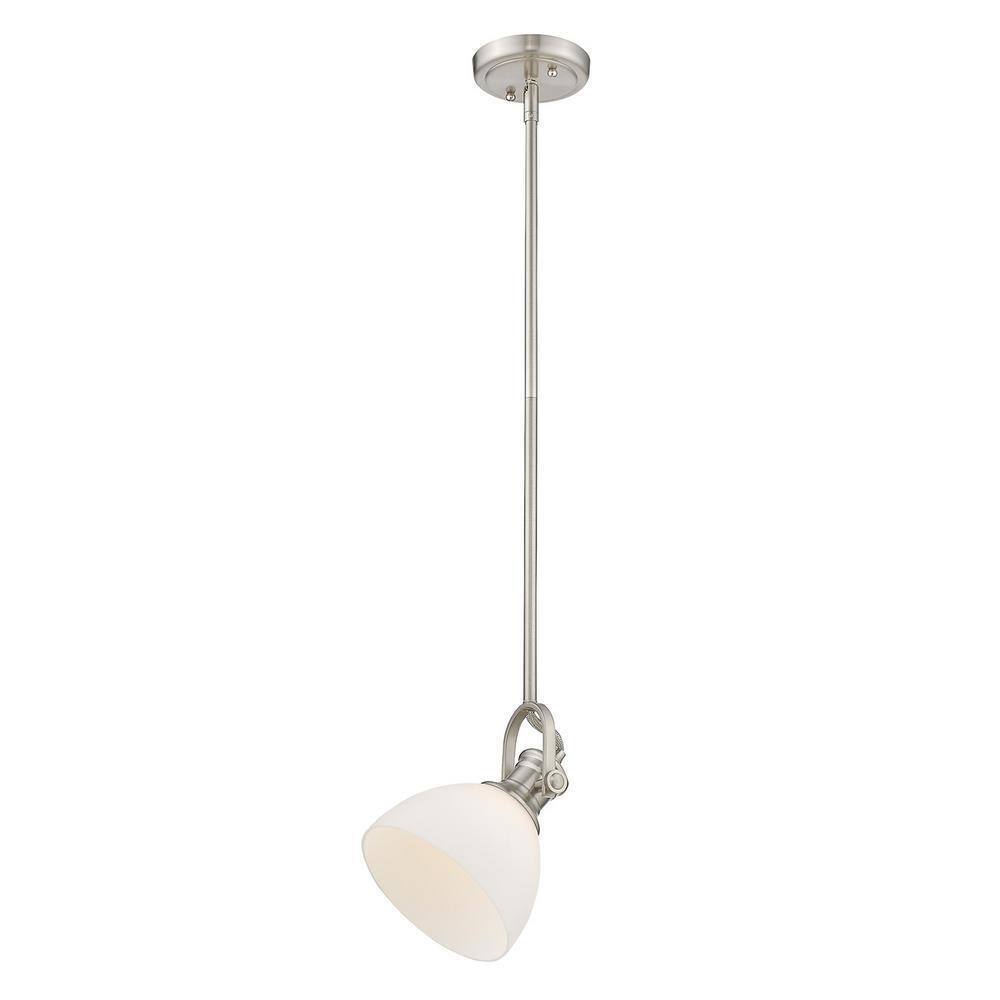 Golden Lighting Hines 1-Light Pewter Mini Pendant with Opal Glass 3118-M1L PW-OP