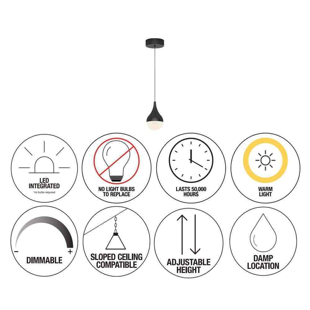 Artika Glitzer 6.5-Watt LED 1-Light Black Modern Hanging Pendant Light