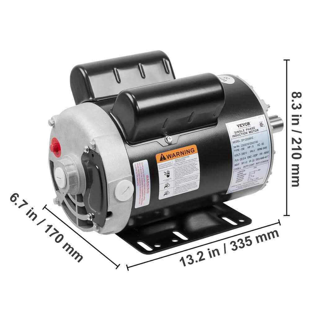 VEVOR 5HP Air Compressor Motor Single Phase Electric Motor Keyed shaft 230V