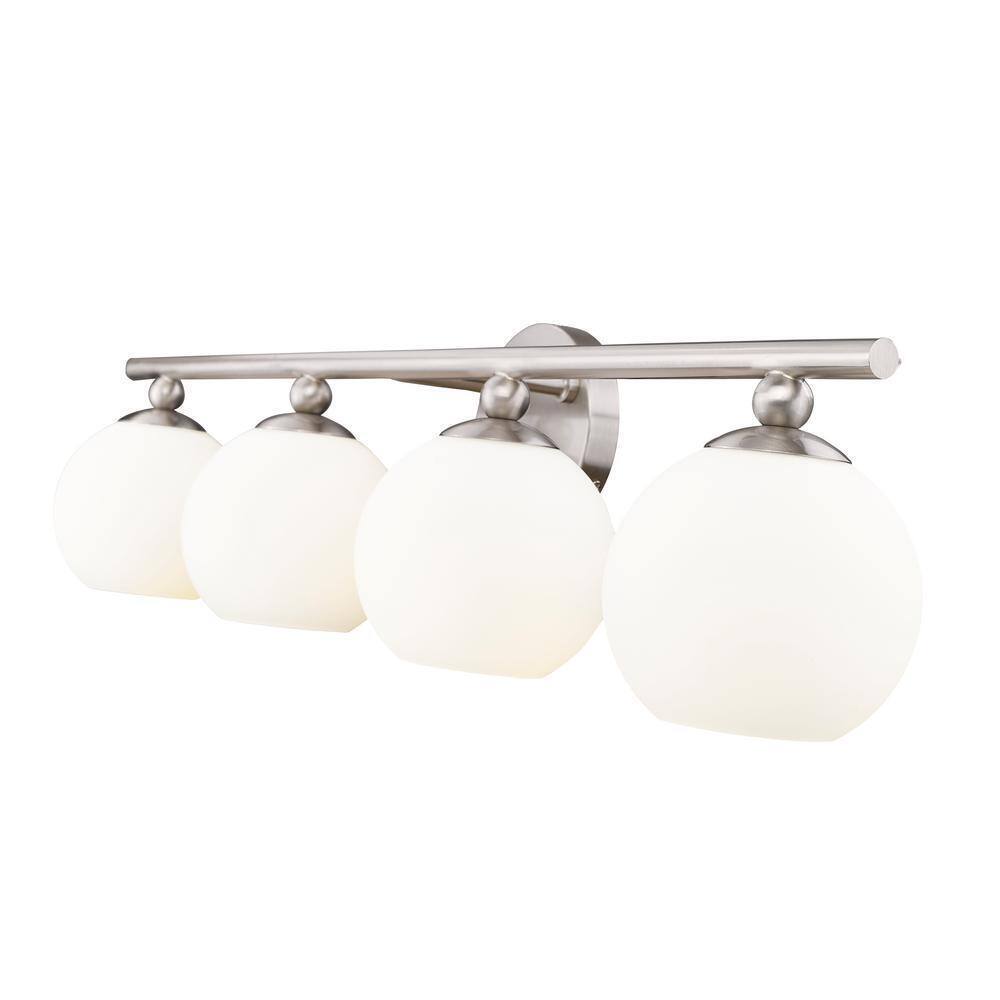 Neoma 30 in. 4 Light Brushed Nickel Vanity Light w/ Opal Etched Glass Shade