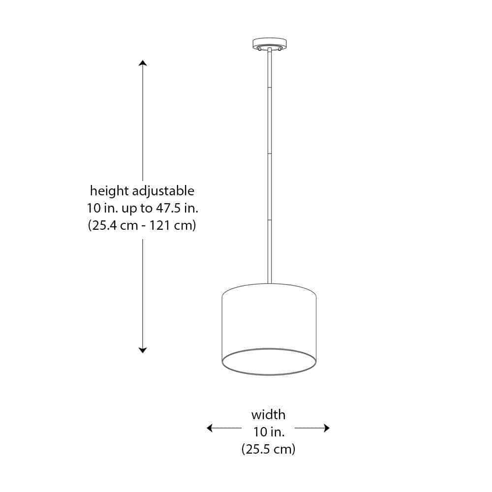 Monteaux Lighting 10 in. 1-Light Black Drum Pendant Light Fixture w/ Linen Shade