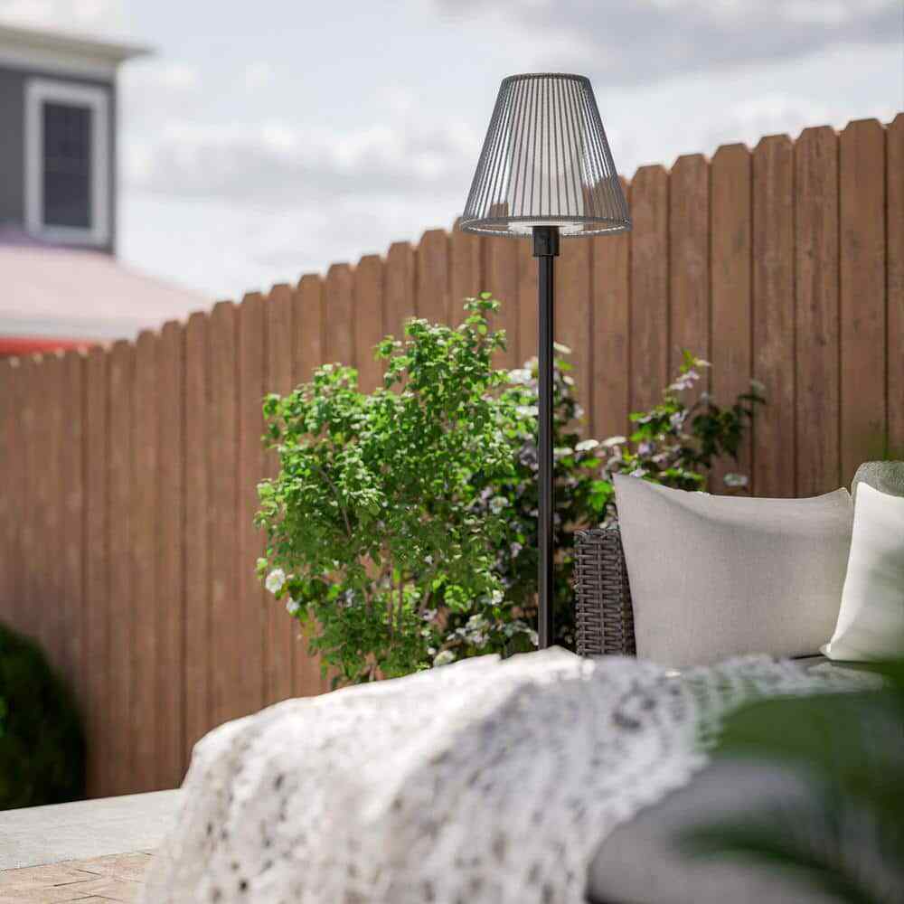 Hampton Bay Aspenwood 61.5 in. Gray and Black Outdoor/Indoor Floor Lamp