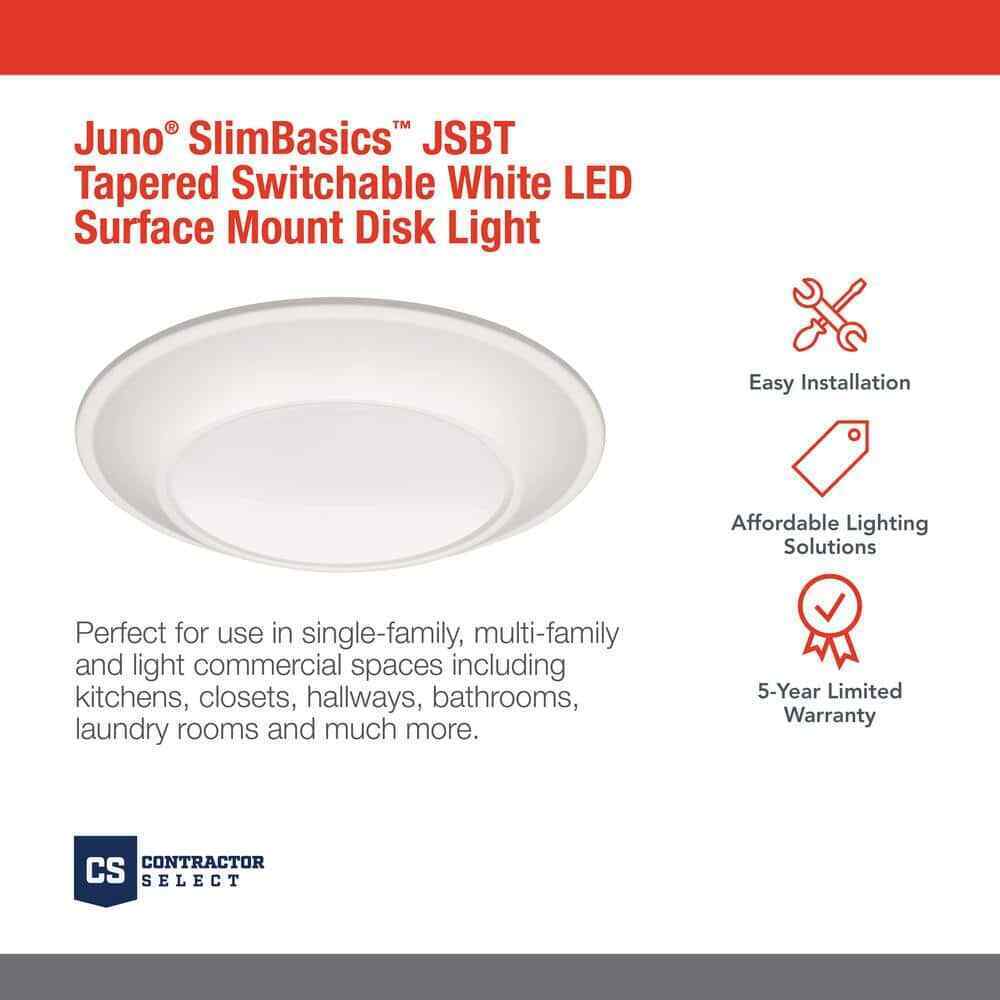 Juno JSBT 7.09 in. Matte White Integrated LED Flush Mount Selectable CCT 4-Pack