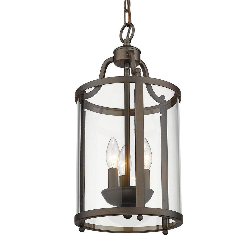 Golden Lighting Payton 3-Light Rubbed Bronze Light w/ Clear Glass Shades