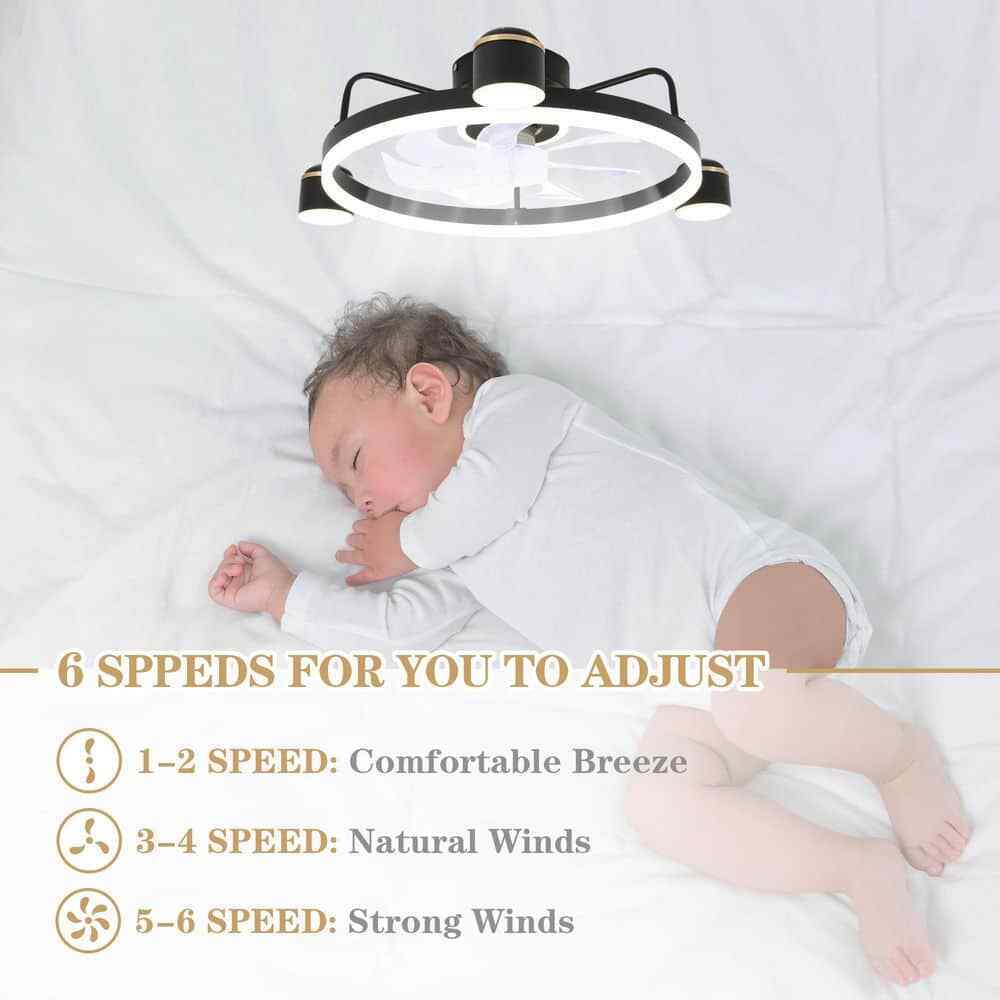 Bella Depot 28 in. LED Indoor Smart App Control Low Profile Black Ceiling Fan