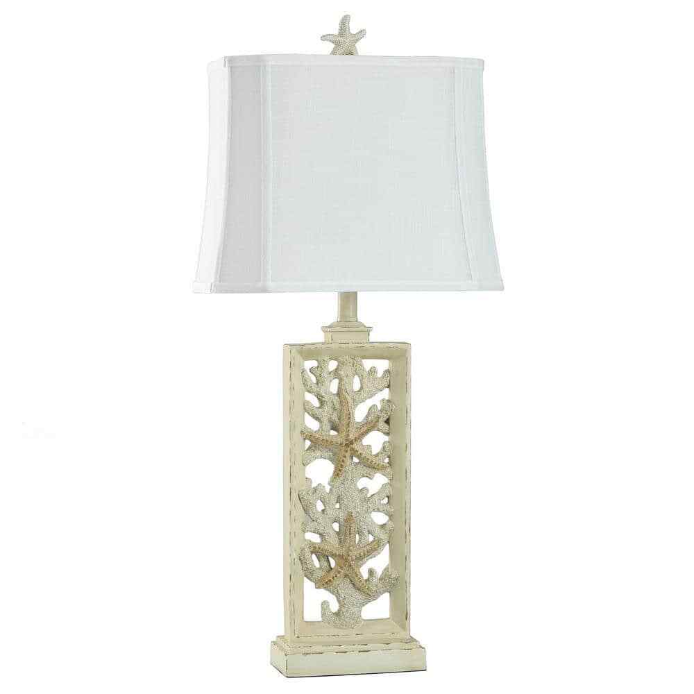 StyleCraft South Cove 33 in. Weathered Cream Table Lamp L317869DS