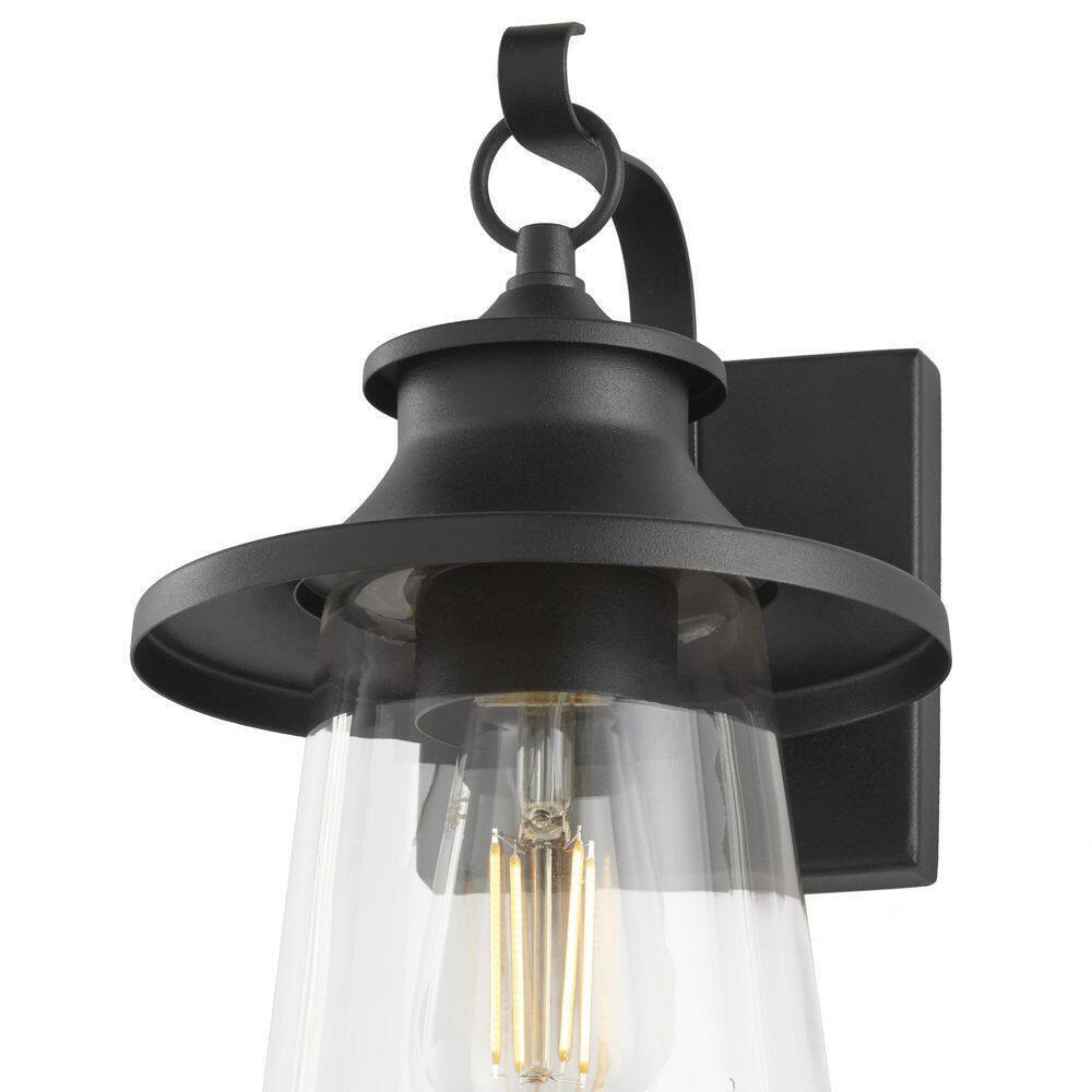Hampton Bay Chartwell 1-Light Black Hardwired Outdoor Wall Lantern Sconce