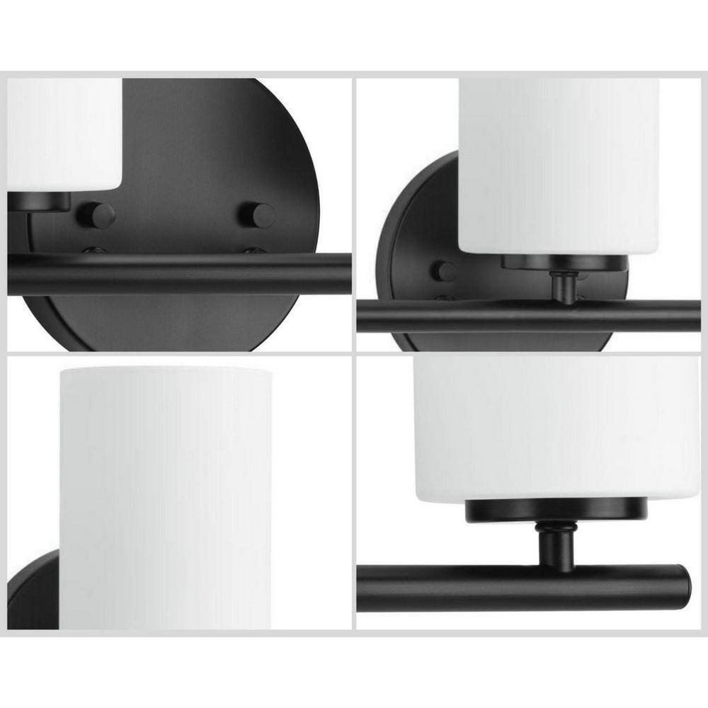 Progress Lighting Replay 2-Light Textured Black Etched Glass Bath Vanity Light