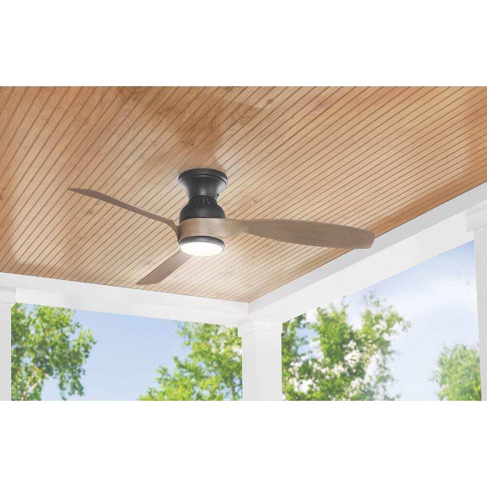 Hampton Bay Halwin 52 in. CCT LED Indoor/Outdoor Matte Black Ceiling Fan