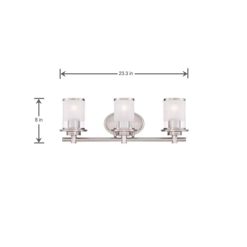 Hampton Bay 23.25 in. Truitt 3-Light Chrome Vanity Light w/ Clear and Sand Glass