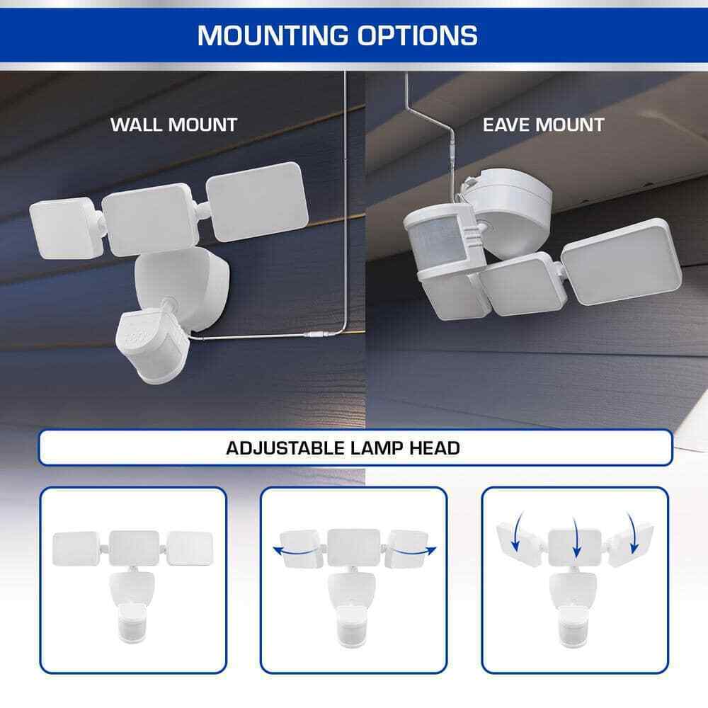 Defiant 180-Degree White Motion Activated Solar LED Security Flood Light