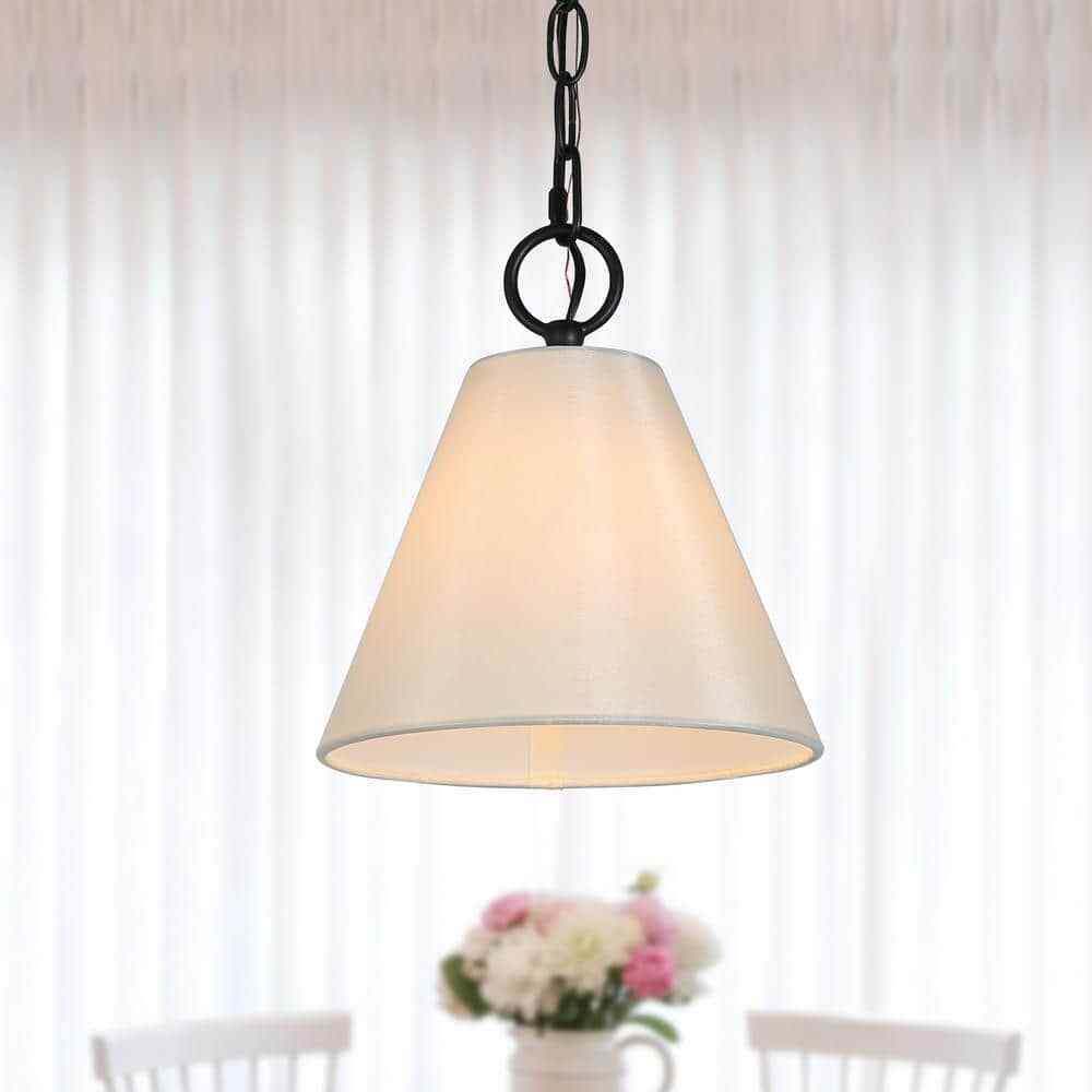 LNC Modern White Pendant Light with Fabric Shade 1-Light