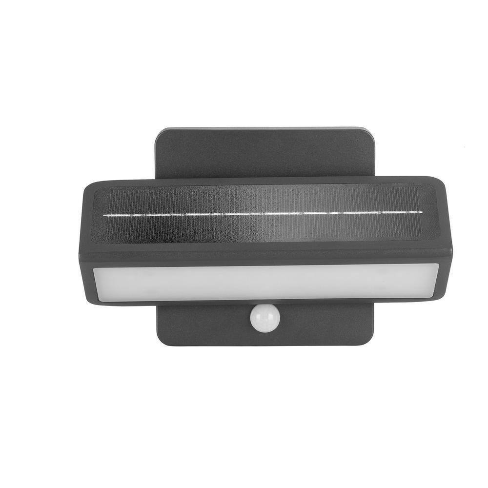 GAMA SONIC Black Outdoor Solar Warm White LED Motion Sensing Security Light