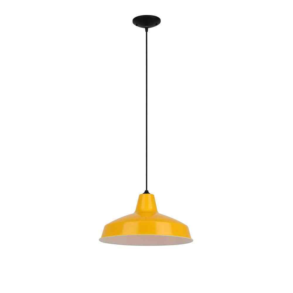 Hampton Bay 1-Light Yellow Warehouse Pendant Light with Metal Shade AF-1032R/YL