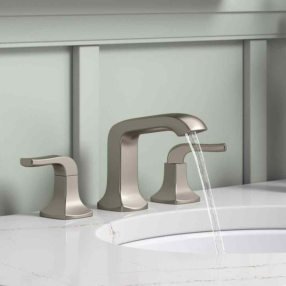 KOHLER Rubicon 8 in. Widespread Double Handle Bathroom Faucet in Brushed Nickel