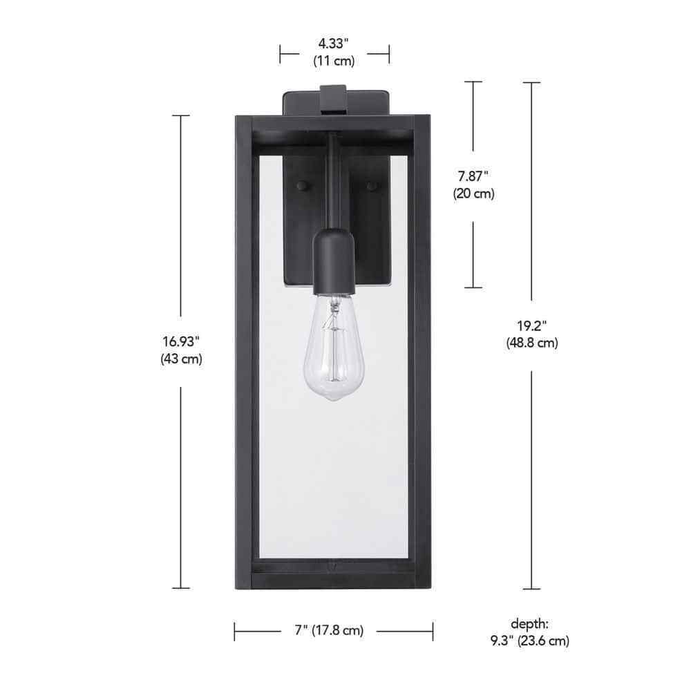 Hampton Bay Hurley 19.25 in. Matte Black Farmhouse Outdoor 1-Light Wall Sconce