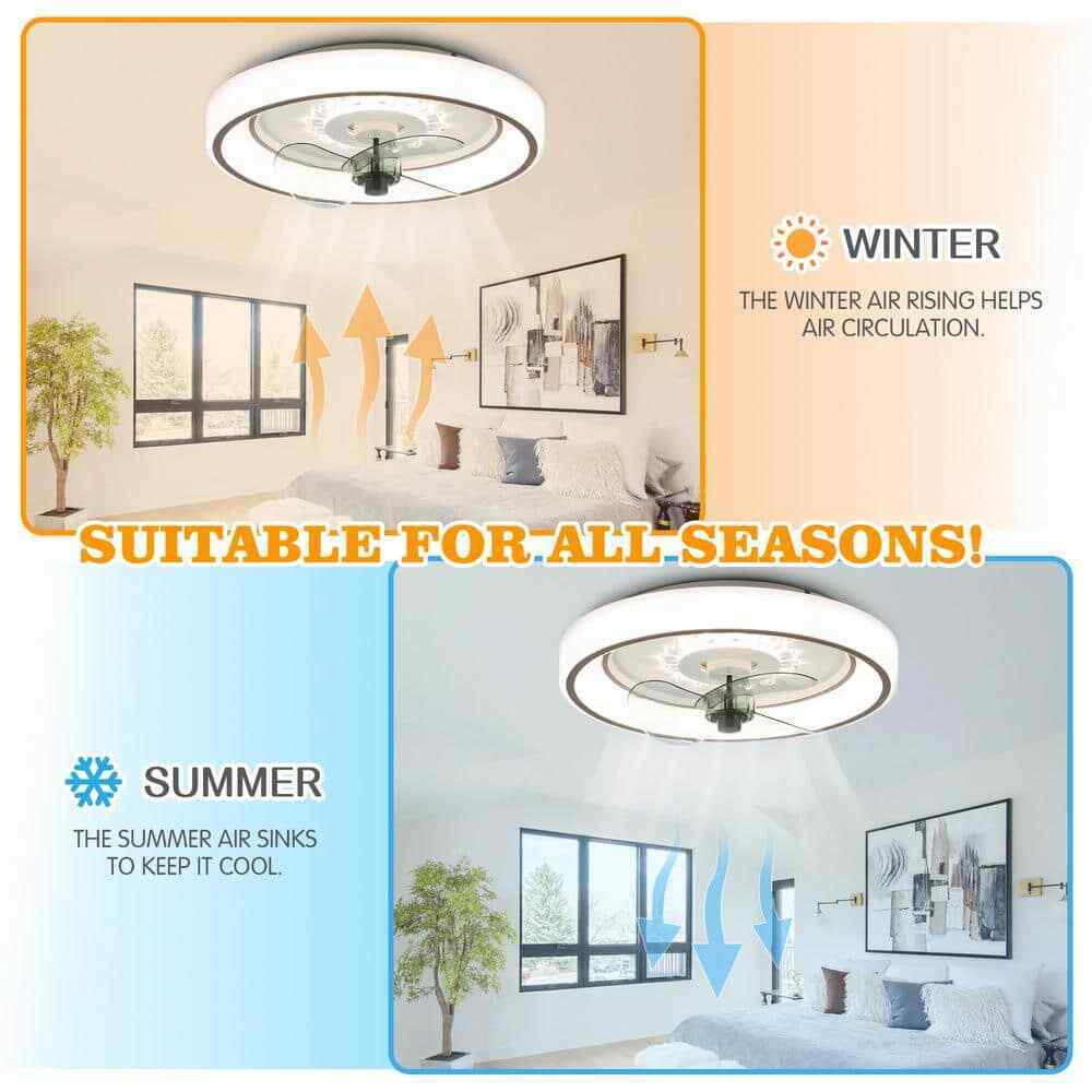 Bella Depot 19 in. Indoor Smart App Control White Ceiling Fan w/ Integrated LED