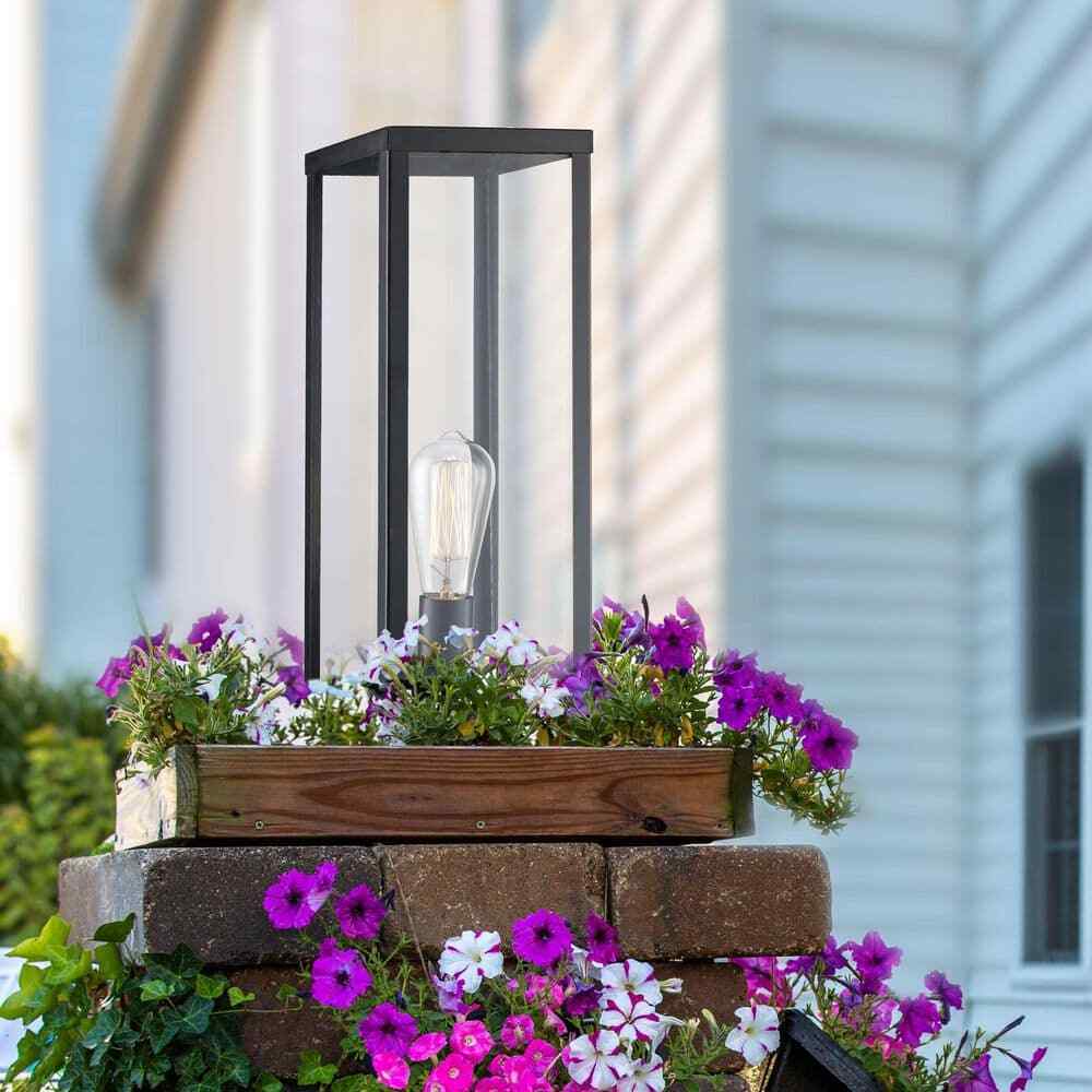 Bel Air Lighting Oxford Black Outdoor Lamp Post Light Fixture with Clear Glass