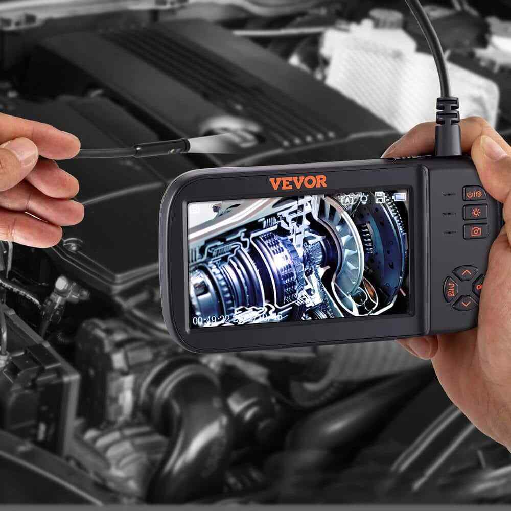 VEVOR 3-Lens Borescope Camera 4.5" Screen Endoscope Sewer Camera w/ Drain Snake