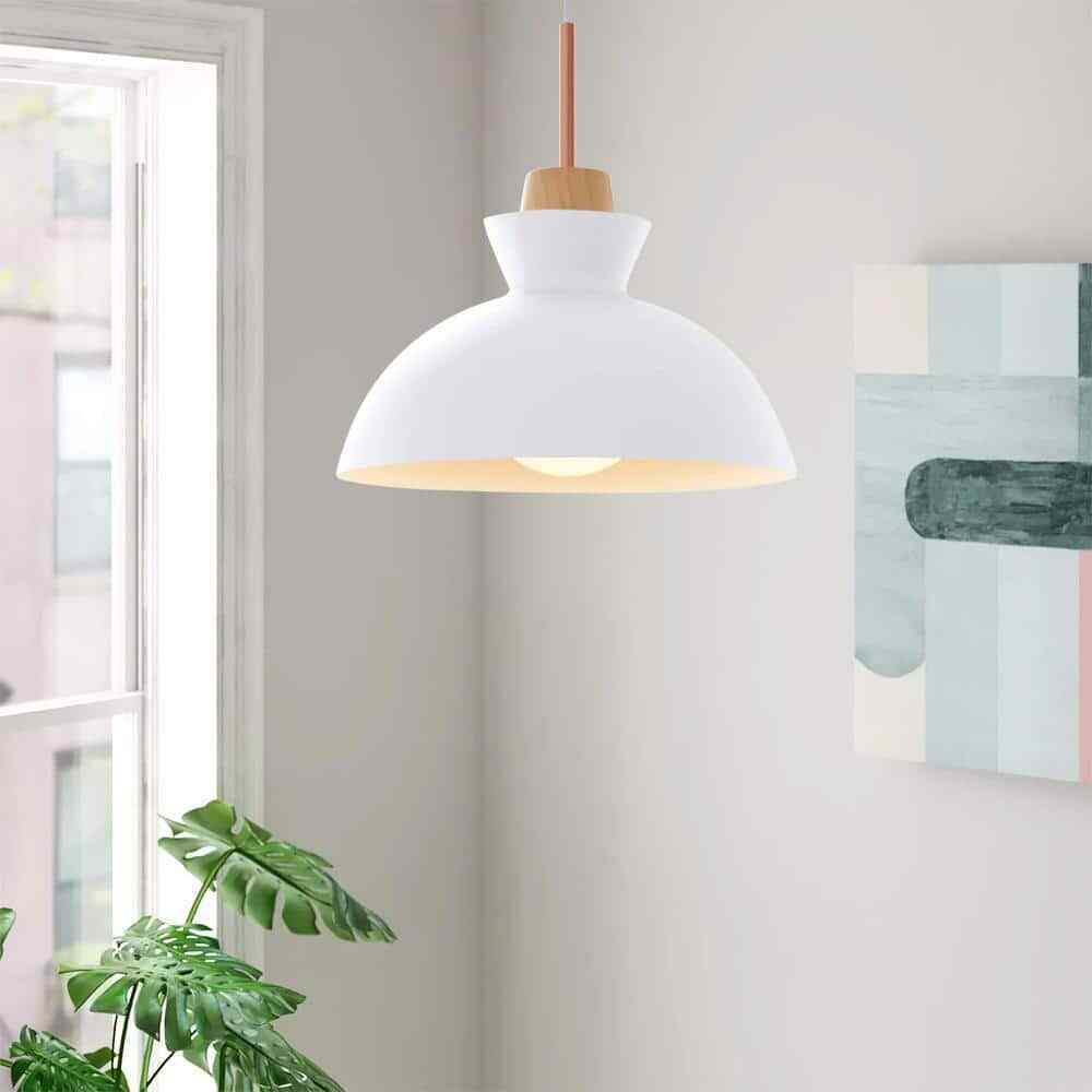 RRTYO Matisse 1 -Light White Single Dome Pendant with Metal Shade