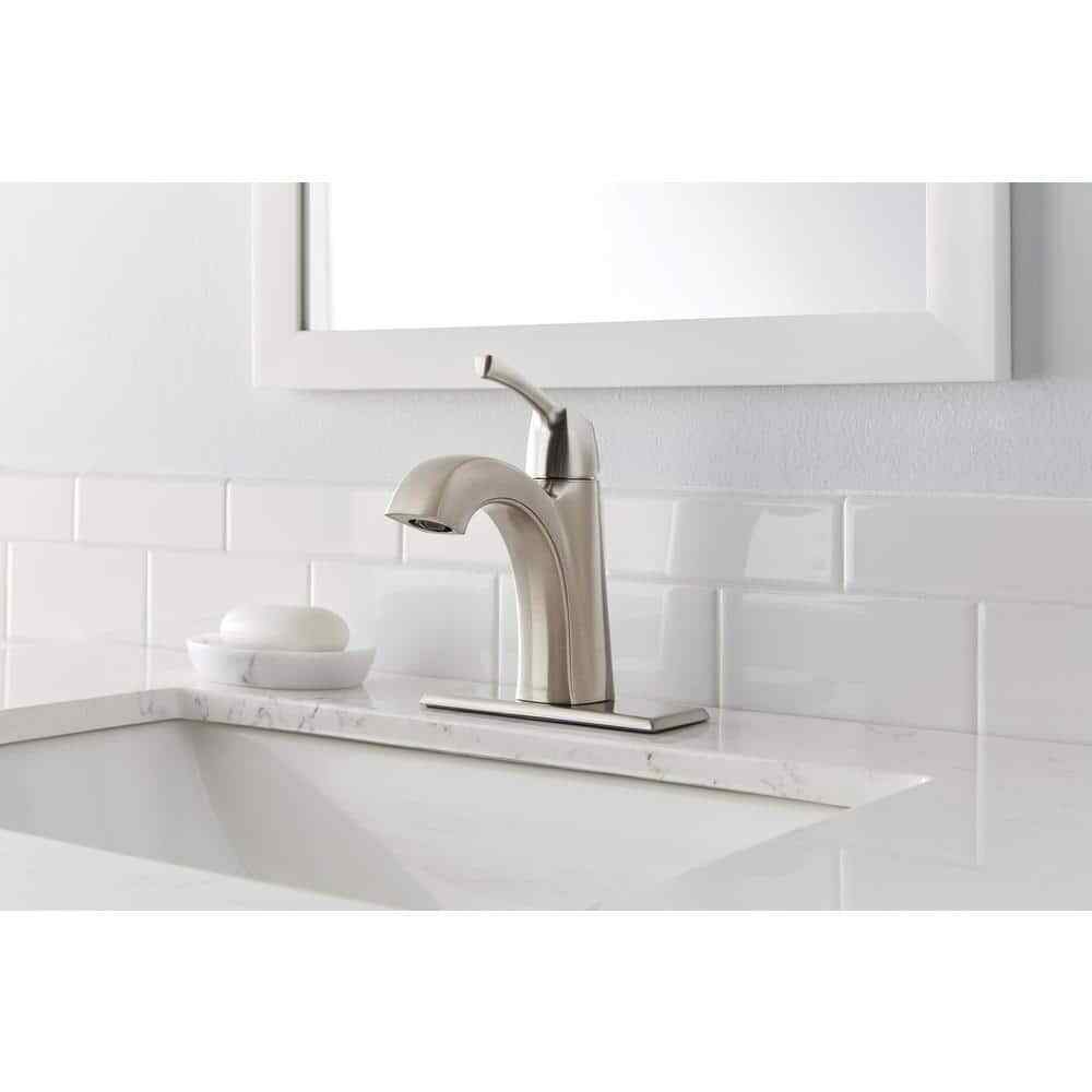 Glacier Bay Calandine Single Handle Single Hole Bathroom Faucet Brushed Nickel
