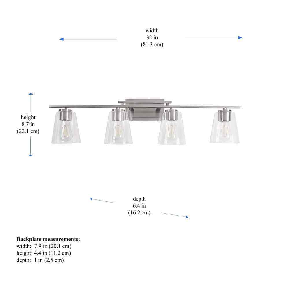 STANFORD LIGHTING Cassino 32 in. 4-Light Brushed Nickel Vanity Light