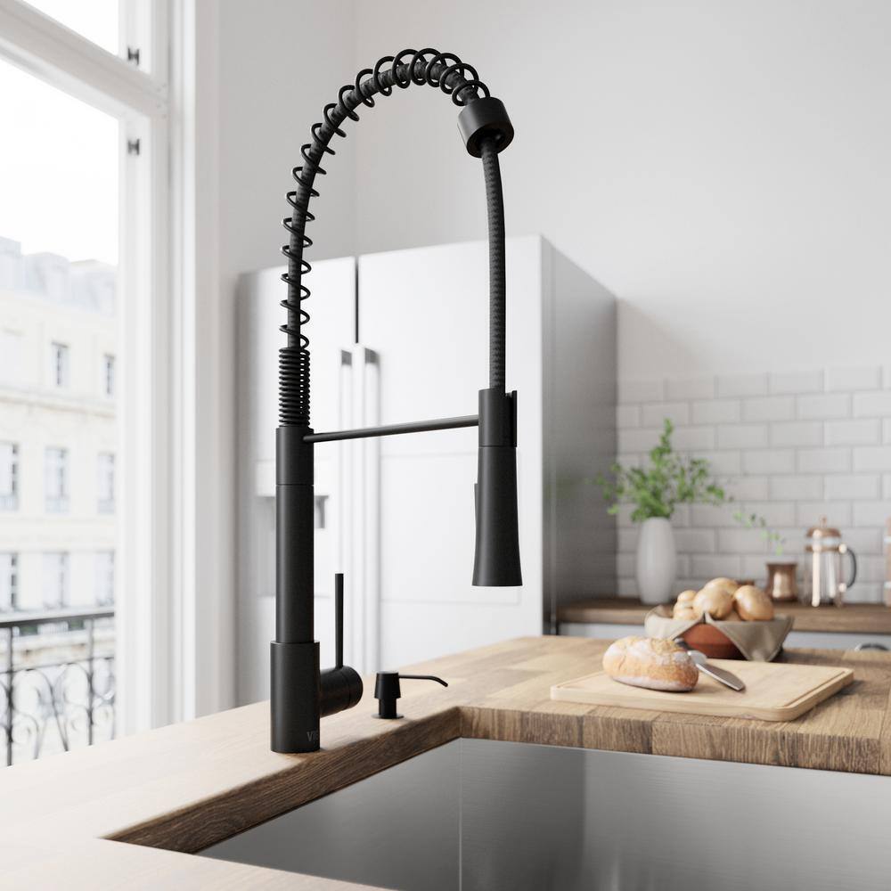 VIGO Laurelton Single Handle Pull-Down Sprayer Kitchen Faucet in Matte Black