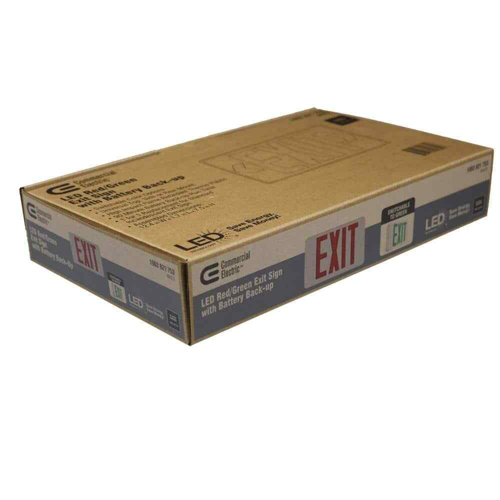 Commercial Electric 14W Equiv LED White Exit Sign w/ Ni-Cad 4.8-Volt Battery