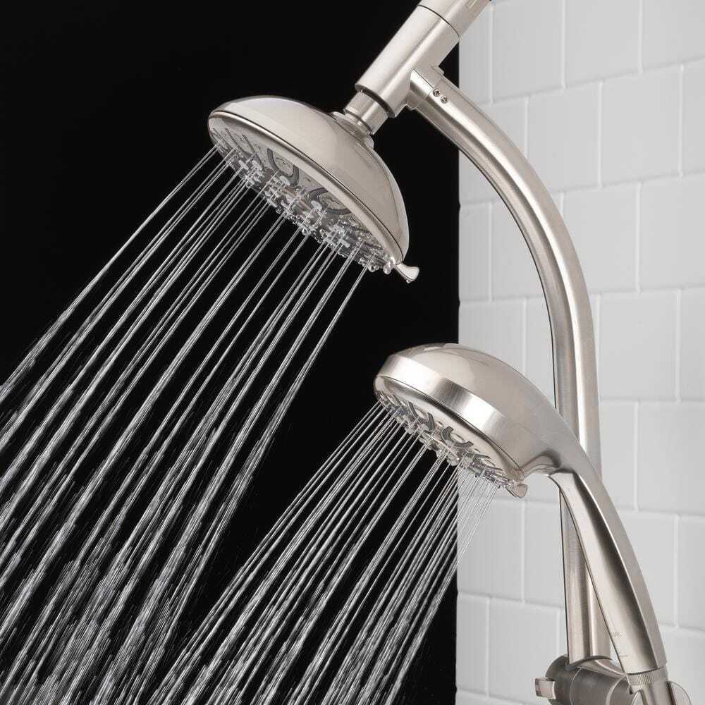 Glacier Bay 6-Spray Wall Bar Rain can Showerhead w/ 6-Spray Hand shower