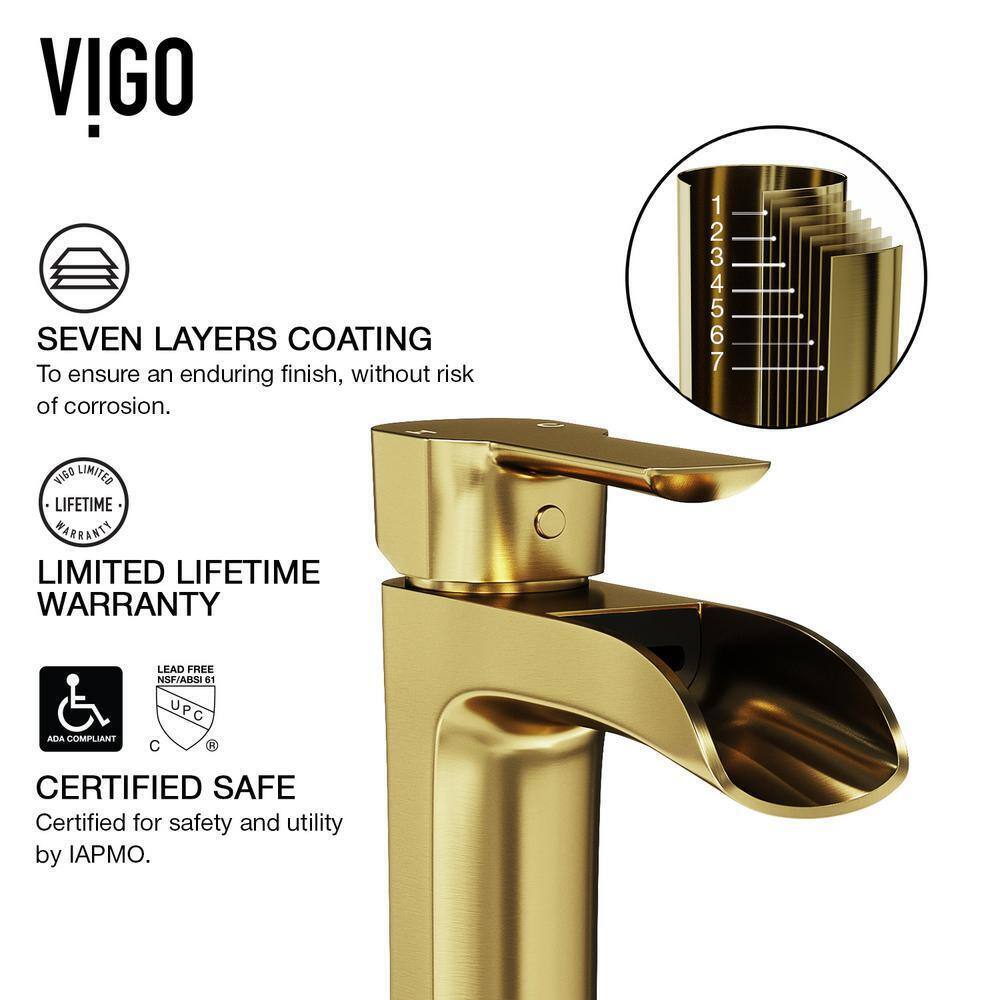 VIGO Paloma Single Handle Single-Hole Bathroom Faucet in Matte Brushed Gold