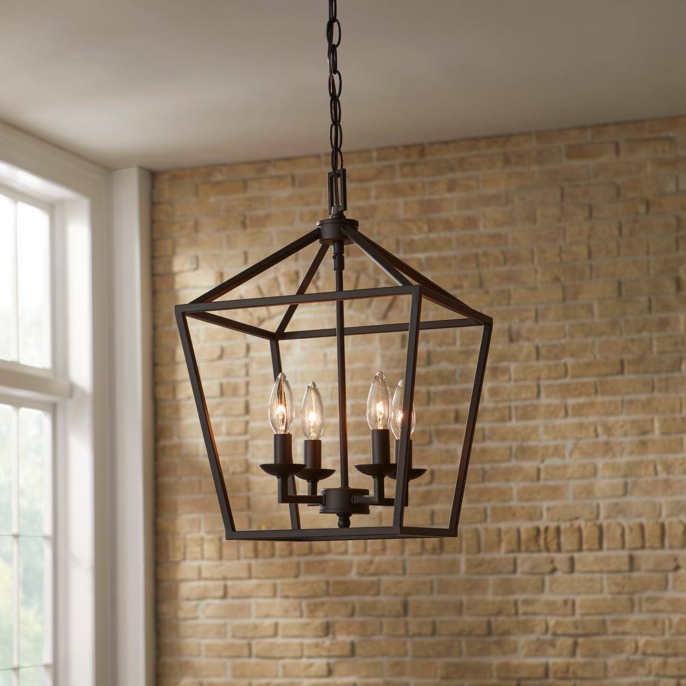 Home Decorators Weyburn 4-Light Bronze Farmhouse Chandelier Light Fixture