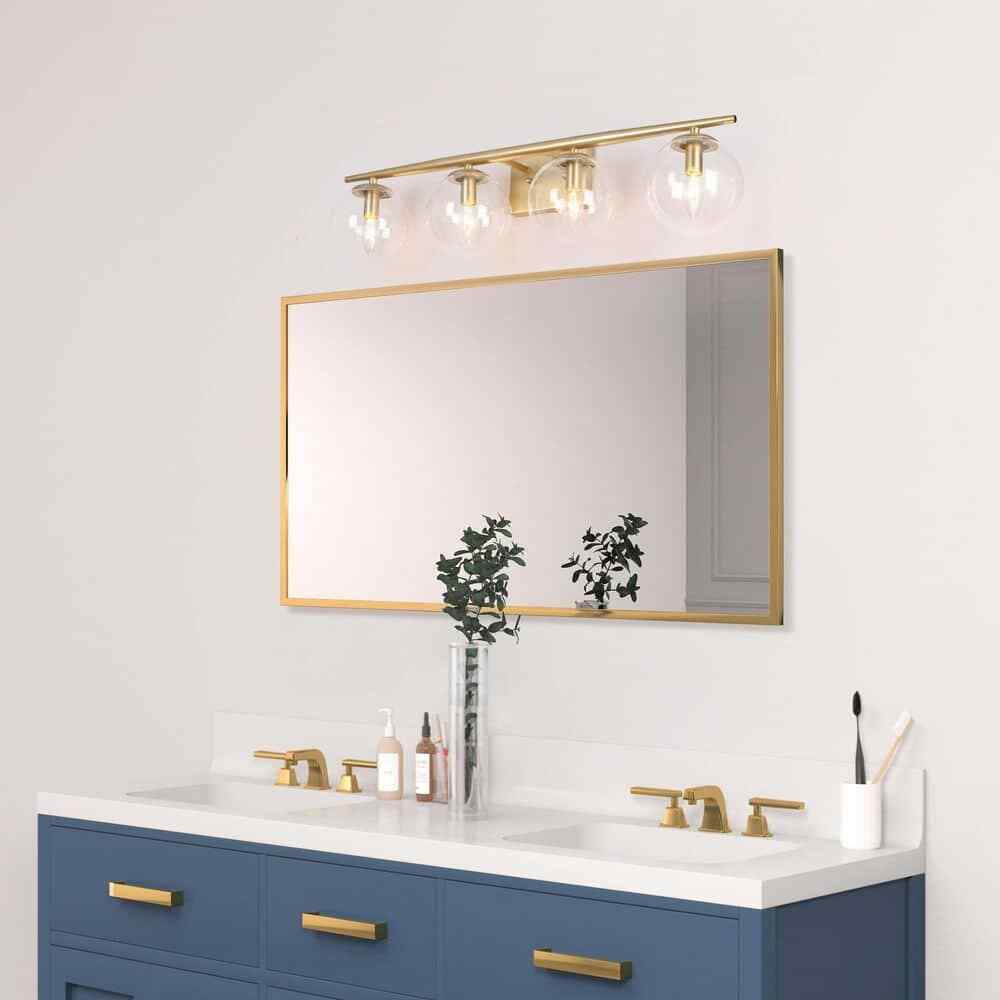 Uolfin Modern Gold Bathroom Vanity 30 in. 4-Light Farmhouse Linear Wall Sconce