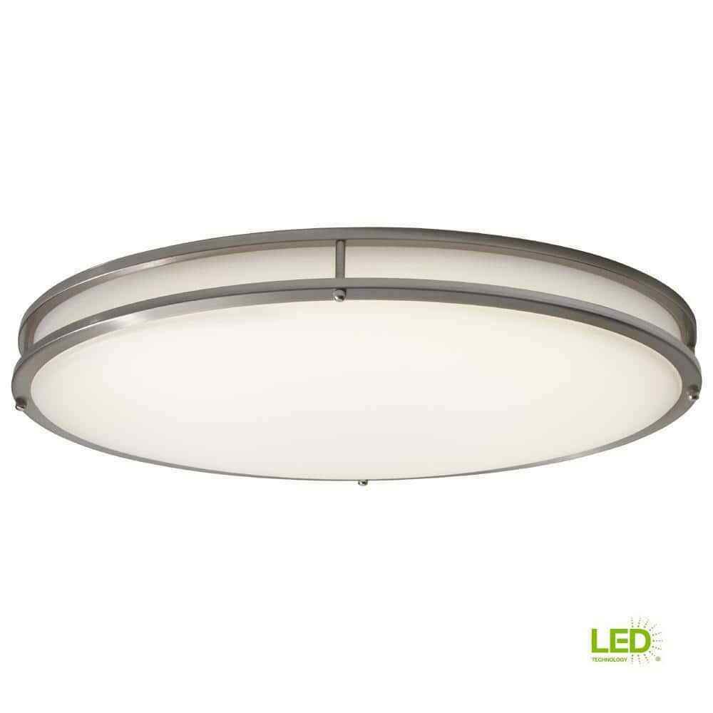Hampton Bay 24 in. Oval 1-Light Brushed Nickel Dimmable LED Flush Mount