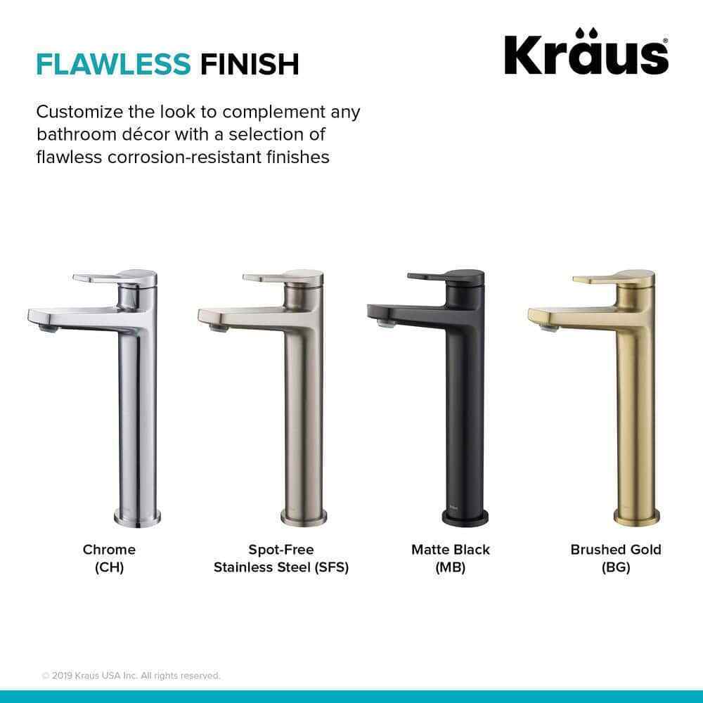 KRAUS Indy Single Handle Vessel Sink Faucet in Brushed Gold KVF-1400BG
