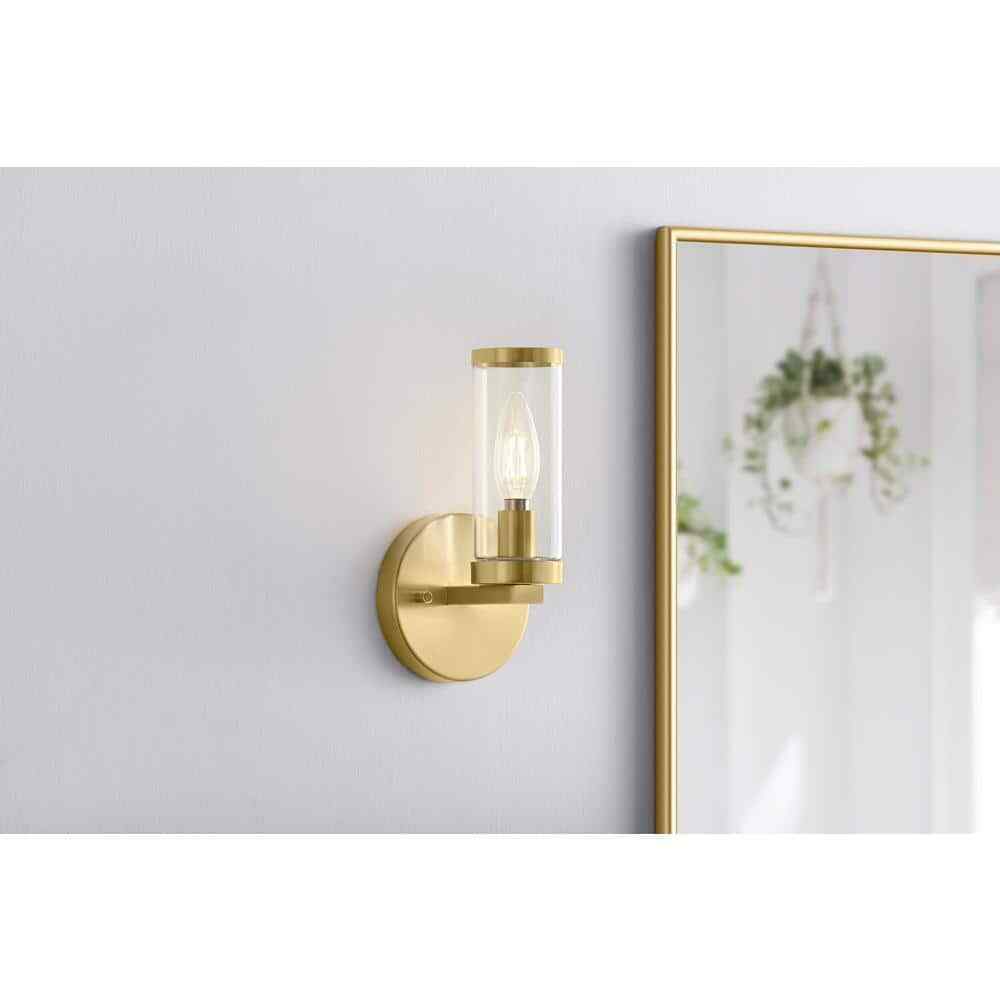 Hampton Bay Loveland 1-Light Brass Indoor Wall Sconce Light Fixture
