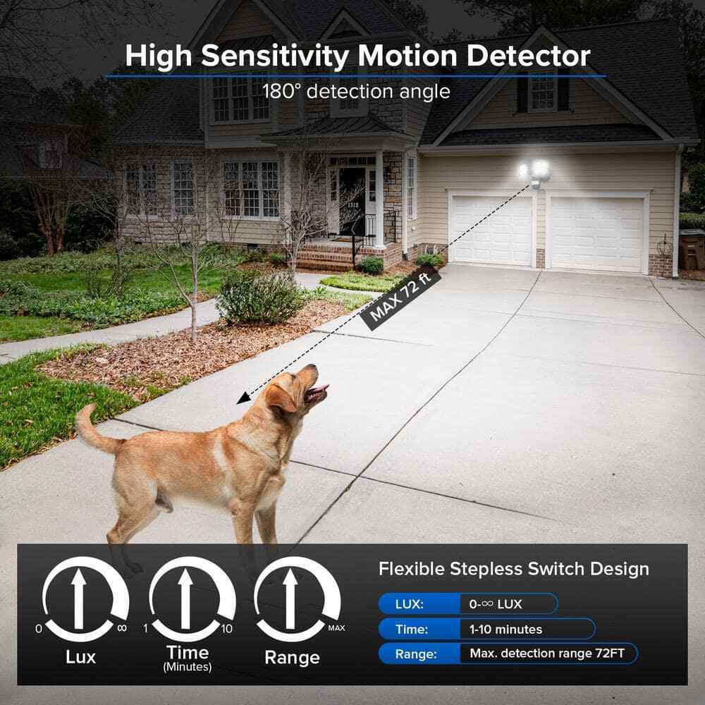 SANSI 180-Degree Black Motion Sensor Outdoor Integrated LED Flood Light